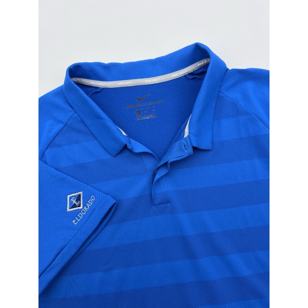 Nikeโ Golf Men's Zonal Cooling Short Sleeve Polo Shirt Blue Stripe Size XL